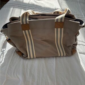 Pottery Barn Tan Duffel Bag with Cream Straps